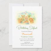 Wild One Jungle Safari Animals Boy 1st Birthday Kaart (Voorkant)