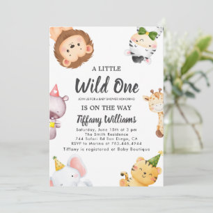 Wild One Jungle Safari Baby Shower Feest Kaart