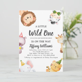 Wild One Jungle Safari Baby Shower Party Kaart