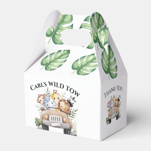 Wild One Jungle Safari Birthday for Boys Bedankdoosjes (Achterkant)