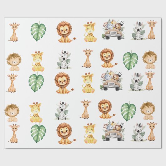 Wild One Jungle Safari Birthday for Boys Cadeaupapier (Vlak)