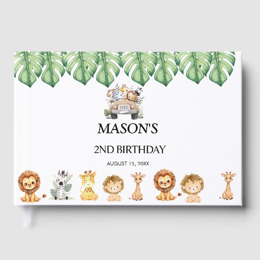 Wild One Jungle Safari Birthday for Boys  Gastenboek (Voorkant)