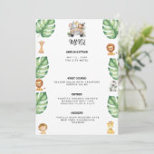 Wild One Jungle Safari Birthday for Boys Menu (Staand voorkant)