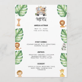 Wild One Jungle Safari Birthday for Boys Menu
