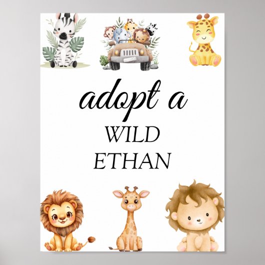 Wild One Jungle Safari Birthday for Boys Poster (Voorkant)