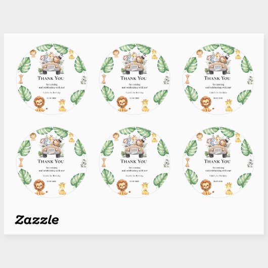 Wild One Jungle Safari Birthday for Boys Ronde Sticker (Vel)