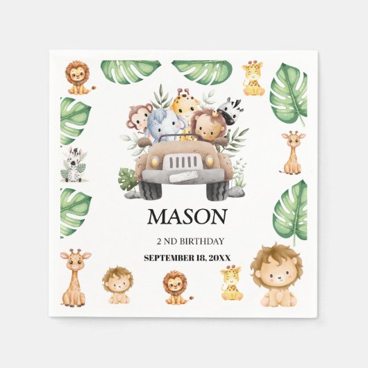 Wild One Jungle Safari Birthday for Boys Servet (Voorkant)