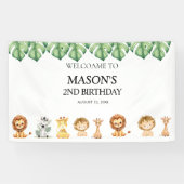 Wild One Jungle Safari Birthday for Boys Spandoek (Horizontaal)