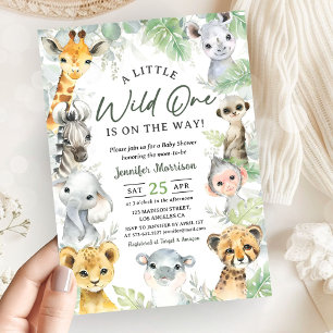 Wild One Jungle Safari Dieren Baby Shower Kaart