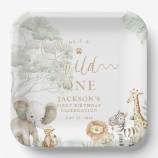 Wild One Jungle Safari Paper Plates Papieren Bordje