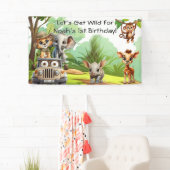 Wild One Jungle Safari Verjaardagsbanner – 1e Verj Spandoek (Insitu)