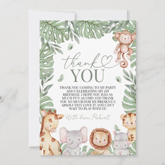 Wild One Jungle Thank You Card Kaart (Voorkant)