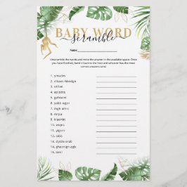 Wild One Jungle 'Woord husselen' spel Baby Shower