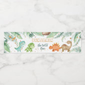 Wild One Jurassic Dinosaurs 1e verjaardag Waterfles Etiket (Enkel label)