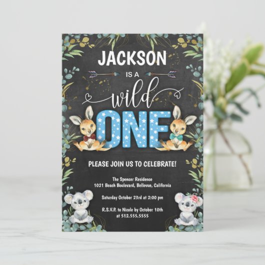 Wild One Kangaroo en Koala 1e verjaardag Kaart (Staand voorkant)