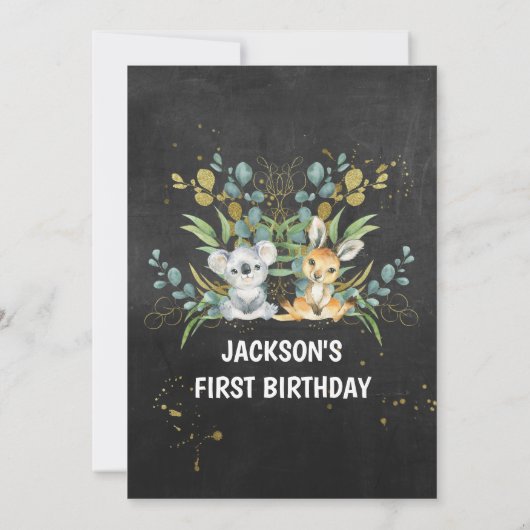 Wild One Kangaroo en Koala 1e verjaardag Kaart (Achterkant)