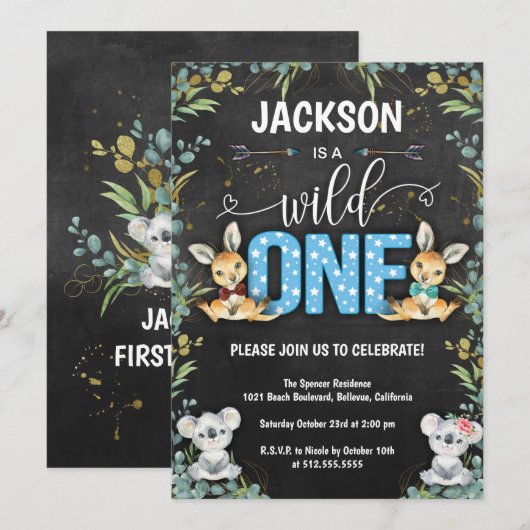 Wild One Kangaroo en Koala 1e verjaardag Kaart (Voorkant / Achterkant)