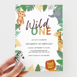Wild One Kids Safari 1st Birthday Party Kaart