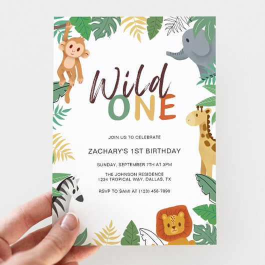 Wild One Kids Safari 1st Birthday Party Kaart
