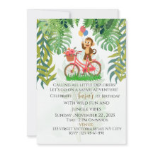 Wild One kinder Safari verjaardagsfeest uitnodigin