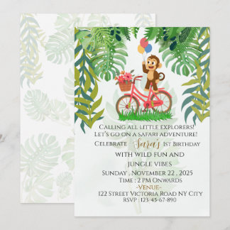 Wild One kinder Safari verjaardagsfeest uitnodigin Kaart