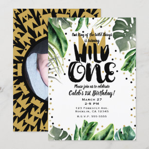 Wild One King of Things Kroon 1e Verjaardag Foto Kaart