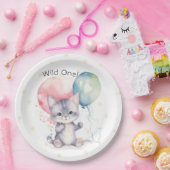 Wild One kitten ballonnen 1e verjaardagsfeestje Papieren Bordje (Feest)
