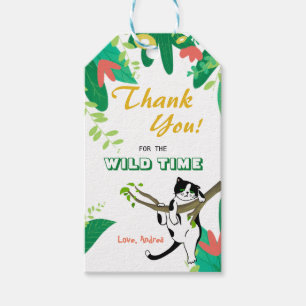 Wild One Kitty Cat Kitten 1ste verjaardag Uitnodig Cadeaulabel