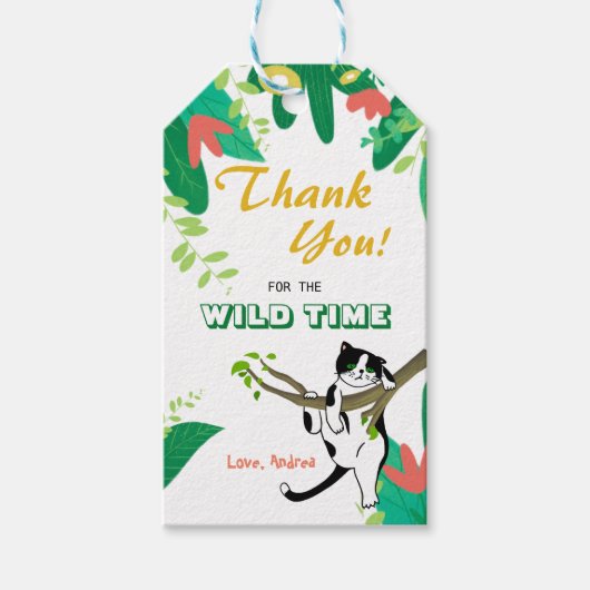 Wild One Kitty Cat Kitten 1ste verjaardag Uitnodig Cadeaulabel (Voorkant)