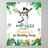 Wild One Kitty Cat Kitten 1ste verjaardag Uitnodig Poster (Voorkant)