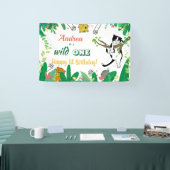 Wild One Kitty Cat Kitten 1ste verjaardag Uitnodig Spandoek (Beurs)