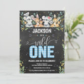 Wild One Koala & Kangaroo Gingham 1e verjaardag Kaart (Staand voorkant)