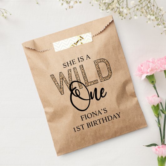 Wild One Leopard First Birthday Bedankzakje (Gezegeld)