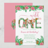 Wild One Leopard First Birthday Kaart (Voorkant / Achterkant)