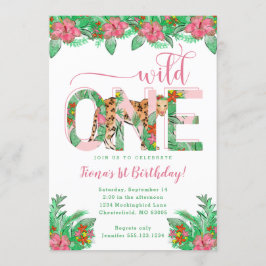 Wild One Leopard First Birthday Kaart
