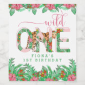 Wild One Leopard First Birthday Wijn Etiket (Enkel label)