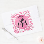 Wild One Leopard Oerwoud Safari 1ste verjaardag Vierkante Sticker (Envelop)