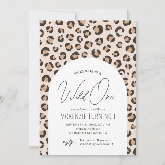 Wild One Leopard Print 1e Verjaardag Kaart (Voorkant)