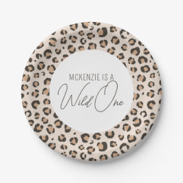 Wild One Leopard Print 1e Verjaardag Papieren Bordje