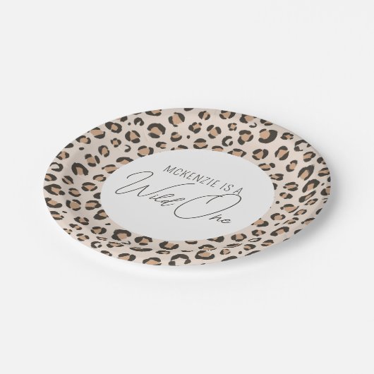 Wild One Leopard Print 1e Verjaardag Papieren Bordje (Gekanteld)
