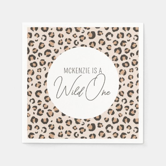 Wild One Leopard Print 1e Verjaardag Servet (Voorkant)