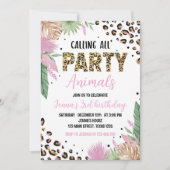 Wild One Leopard Print 1e Verjaardag Uitnodiging (Voorkant)