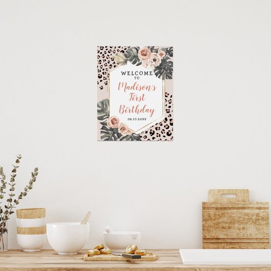 Wild One Leopard Print Meisje Verjaardag Welkomstb (Keuken)