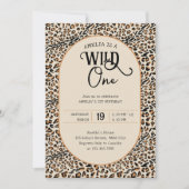 Wild One Leopard Print Neutraal 1e Verjaardag Kaart (Voorkant)