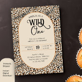 Wild One Leopard Print Neutraal 1e Verjaardag Kaart