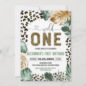 Wild One Leopard Print Oerwoud Verjaardag Kaart (Voorkant)
