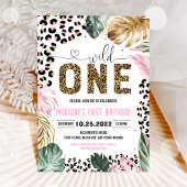 Wild One Leopard Print Oerwoud Verjaardag Kaart