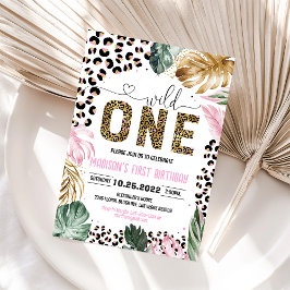 Wild One Leopard Print Oerwoud Verjaardag Kaart