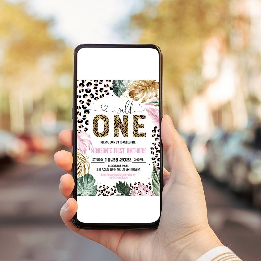 Wild One Leopard Print Oerwoud Verjaardag Kaart