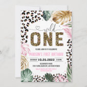Wild One Leopard Print Oerwoud Verjaardag Kaart (Voorkant)